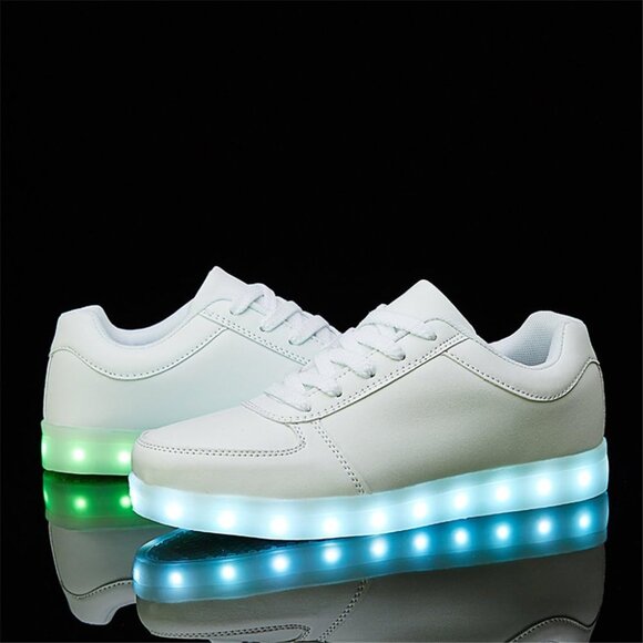 ⚡Unisex White USB Charging Light Up Shoes Sports LED Dancing Sneakers Lace Up - Picture 7 of 8